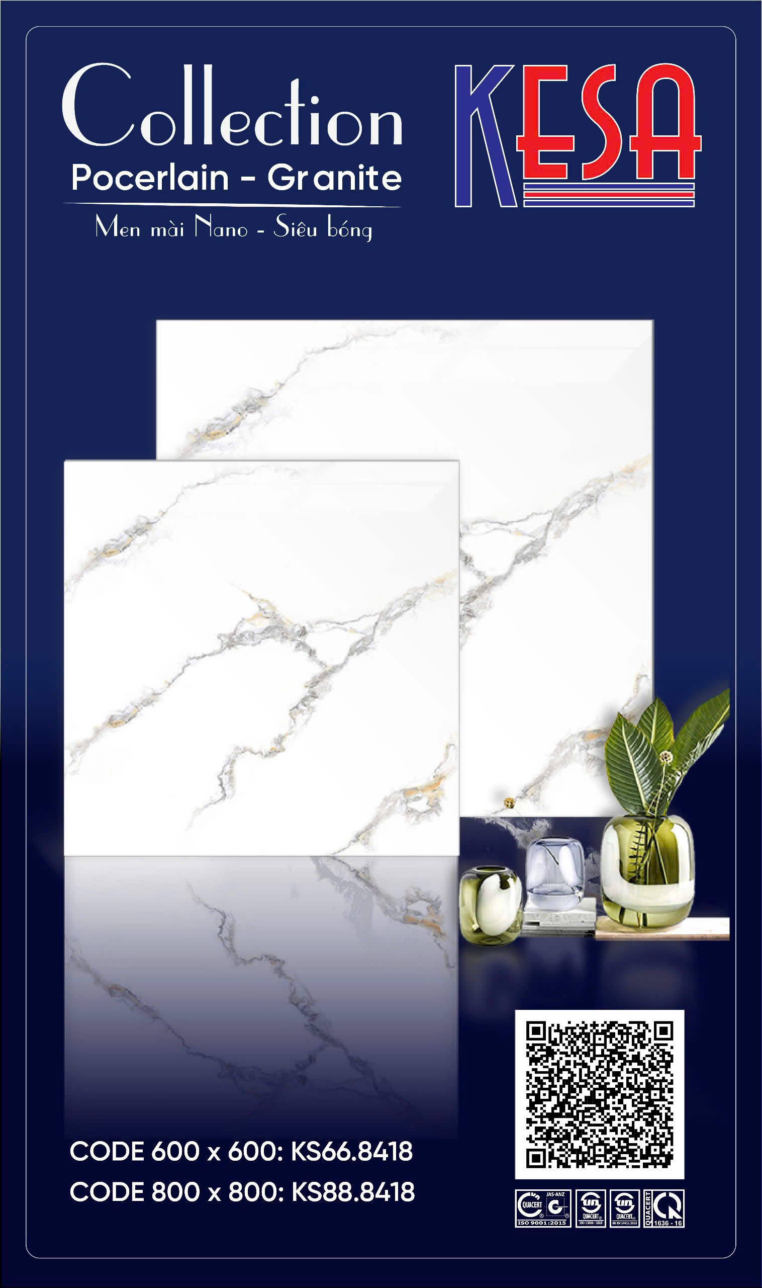 Gạch Lát Nền Granite 80x80 Vân Đá Cẩm Thạch Cao Cấp - Mã KS88