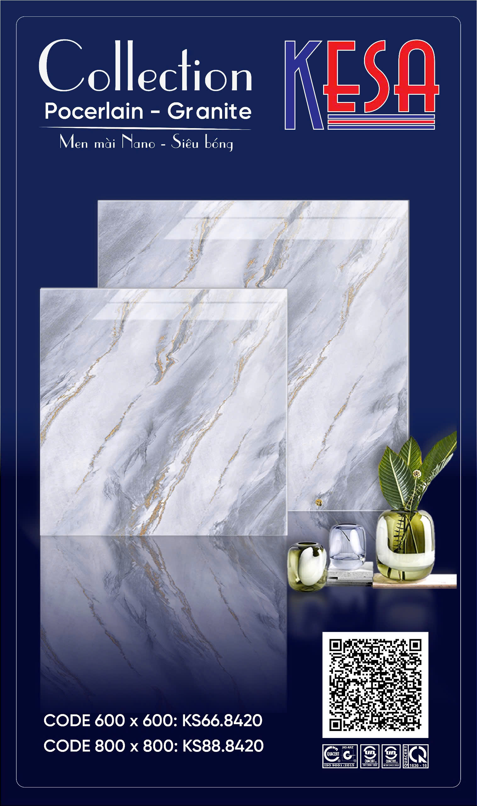 Gạch Lát Nền Granite 80x80 Vân Đá Cẩm Thạch Cao Cấp - Mã KS88