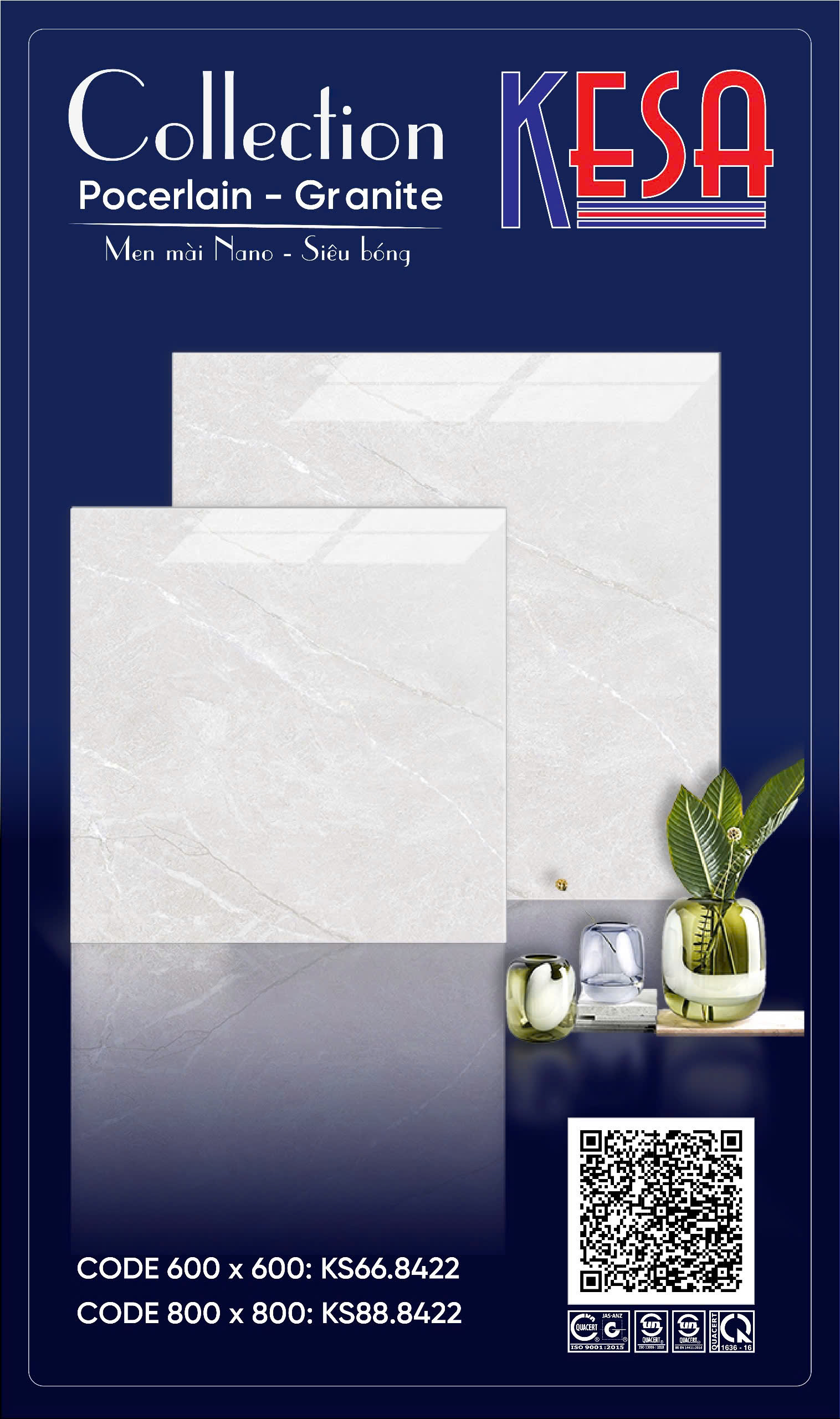 Gạch Lát Nền Granite 80x80 Vân Đá Cẩm Thạch Cao Cấp - Mã KS88
