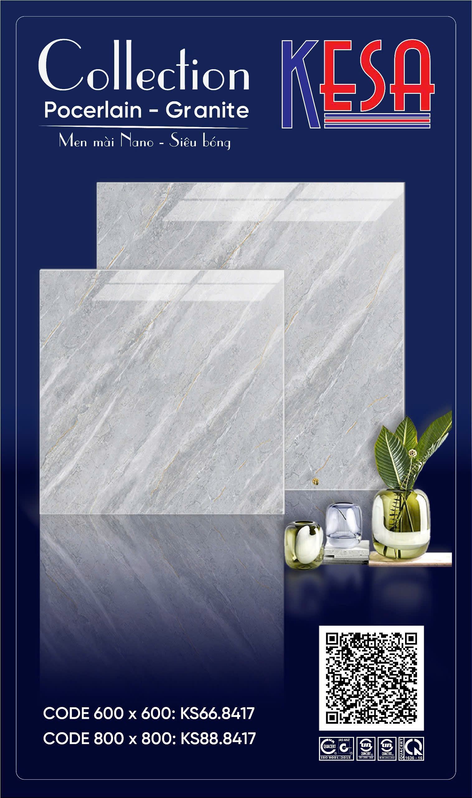 Gạch Lát Nền Granite 80x80 Vân Đá Cẩm Thạch Cao Cấp - Mã KS88
